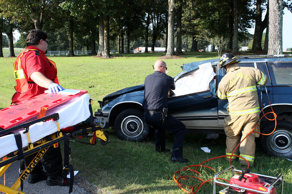 Jaws of life in use